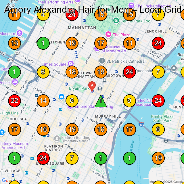 Amory Alexandra Hair for Men Hair Salon GeoGrid ranking map for W 42nd St New